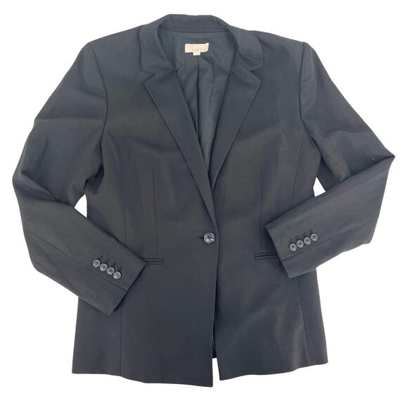 Ann Taylor Loft Black Women's 12 Single Breasted Linen Blend Blazer Jacket - Picture 5 of 8